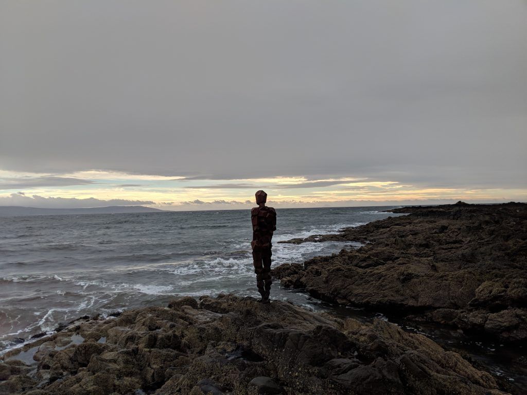 Antony Gormley sculpture at Saddell Bay. 